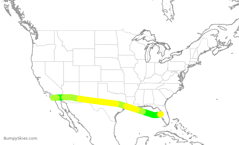 Turbulence forecast map for SWA1582, SAN to TPA