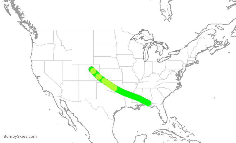 Turbulence forecast map for SWA1585, ECP to DEN