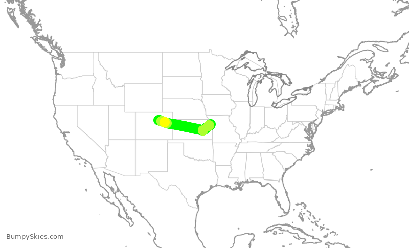 Turbulence forecast map for SWA1587, DEN to MCI