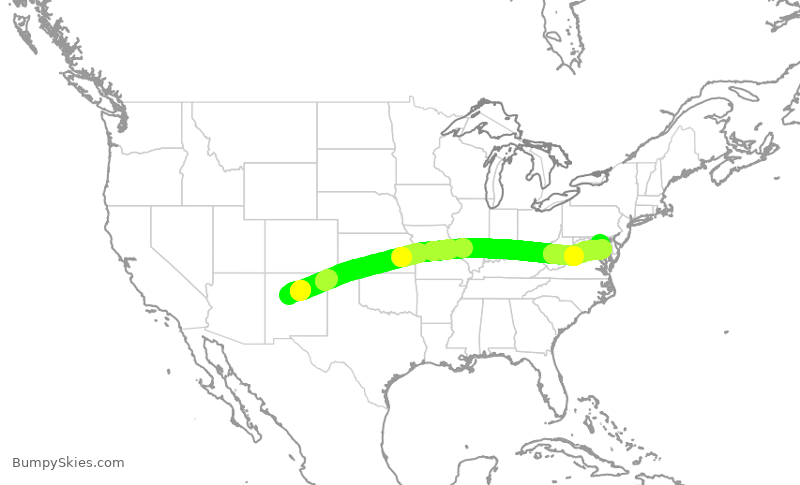 Turbulence forecast map for SWA158, ABQ to BWI