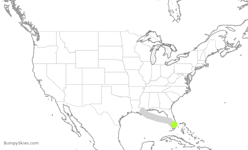 Turbulence forecast map for SWA1591, FLL to MSY