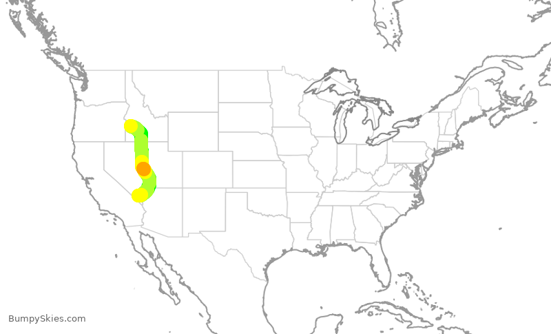 Turbulence forecast map for SWA1595, BOI to LAS