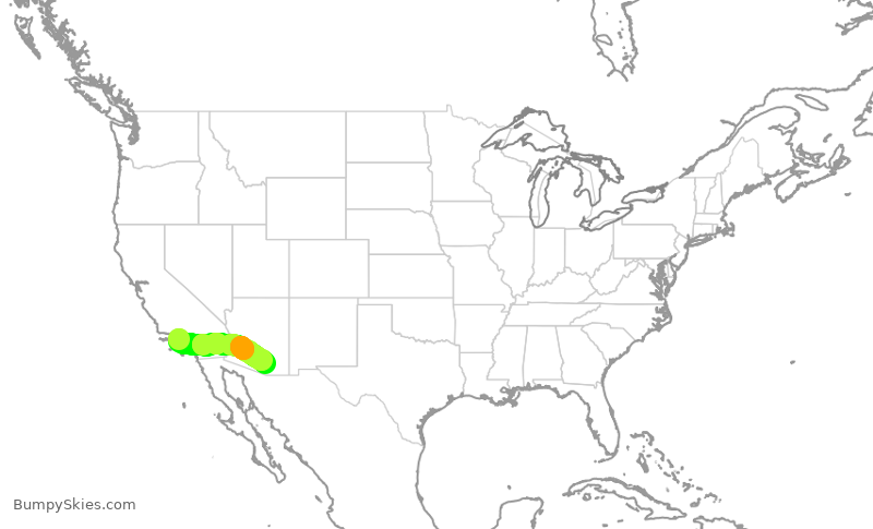 Turbulence forecast map for SWA1599, LAX to TUS