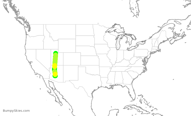 Turbulence forecast map for SWA1599, SLC to PHX