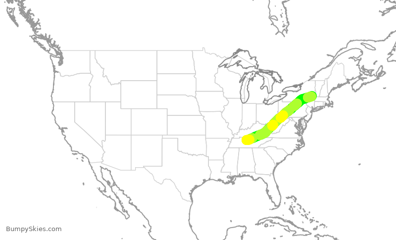 Turbulence forecast map for SWA159, BNA to ALB