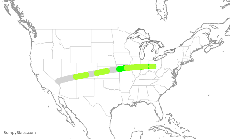 Turbulence forecast map for SWA159, LAS to CMH
