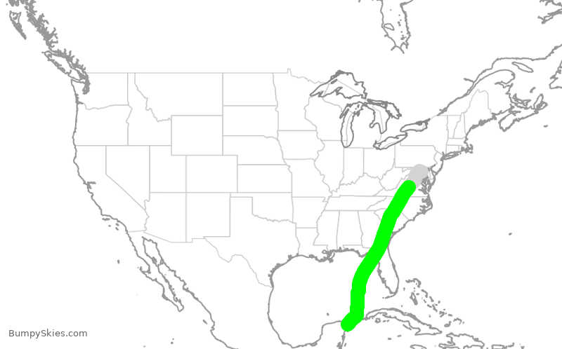 Turbulence forecast map for SWA1605, BWI to CUN