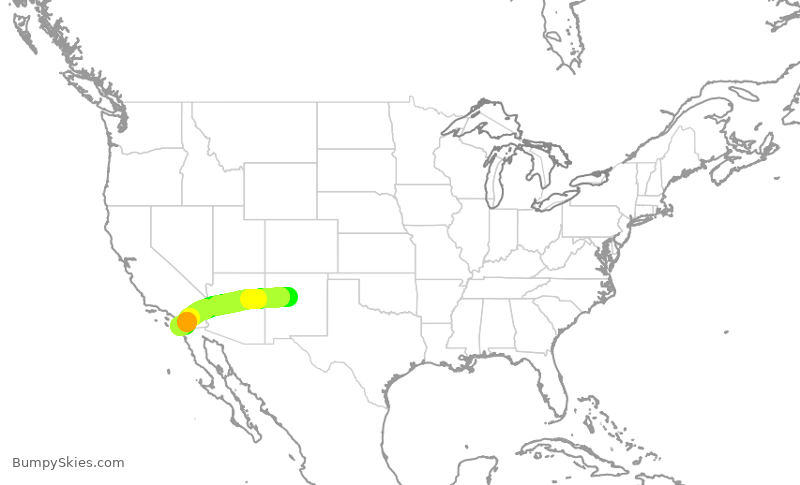 Turbulence forecast map for SWA162, ABQ to SAN