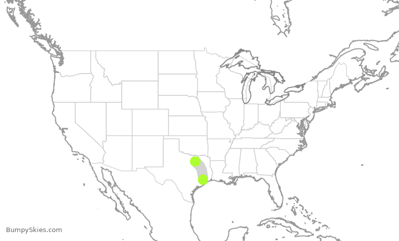 Turbulence forecast map for SWA1636, HOU to DAL