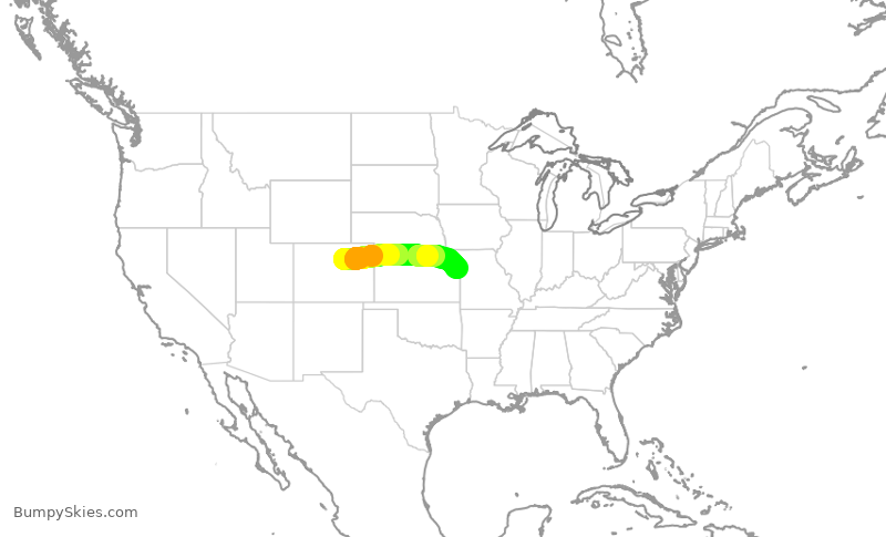 Turbulence forecast map for SWA163, DEN to MCI