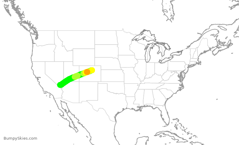 Turbulence forecast map for SWA1642, DEN to LAS