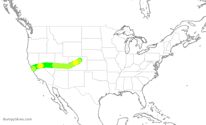 Turbulence forecast map for SWA1646, SJC to DEN
