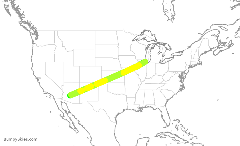 Turbulence forecast map for SWA1647, PHX to ORD