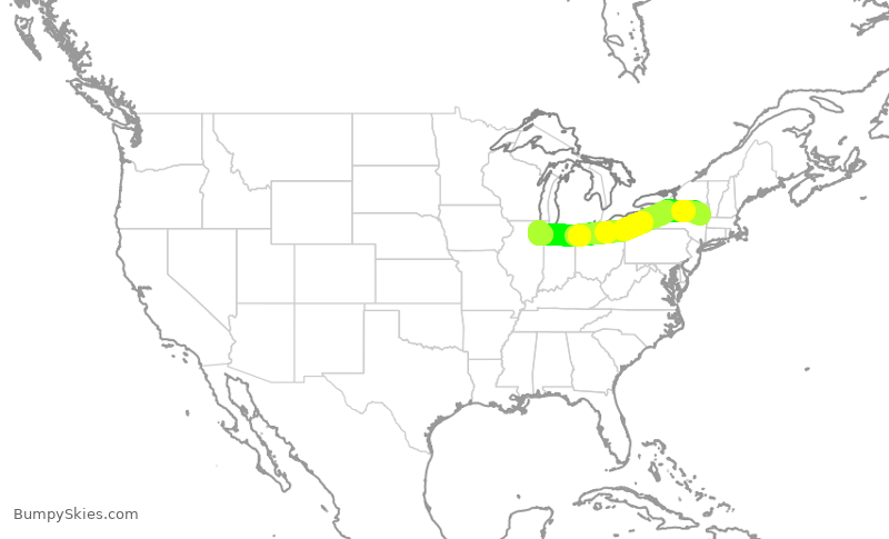 Turbulence forecast map for SWA164, ALB to MDW