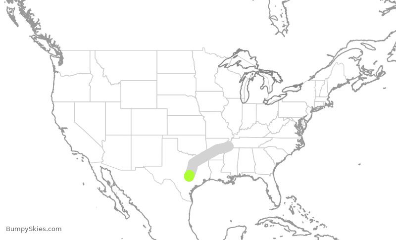 Turbulence forecast map for SWA164, MEM to AUS
