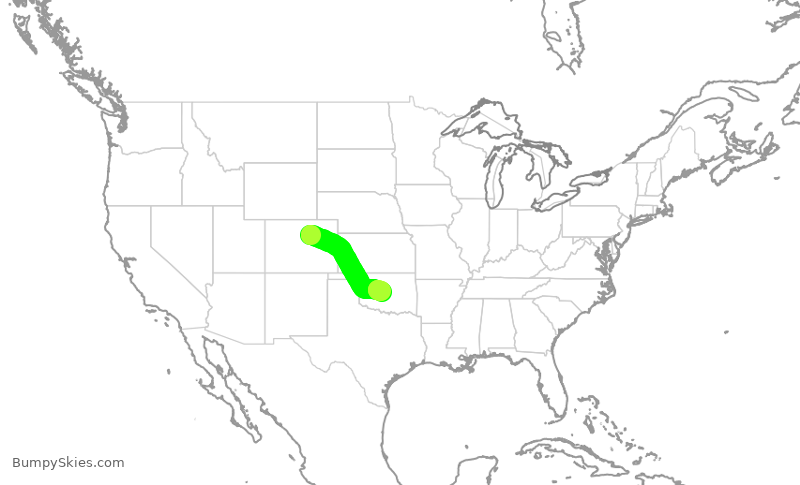 Turbulence forecast map for SWA1652, DEN to OKC