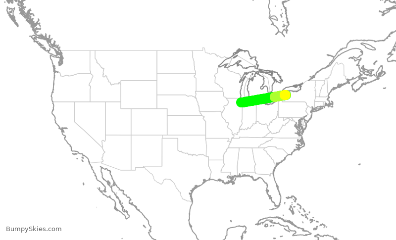 Turbulence forecast map for SWA1655, MDW to BUF