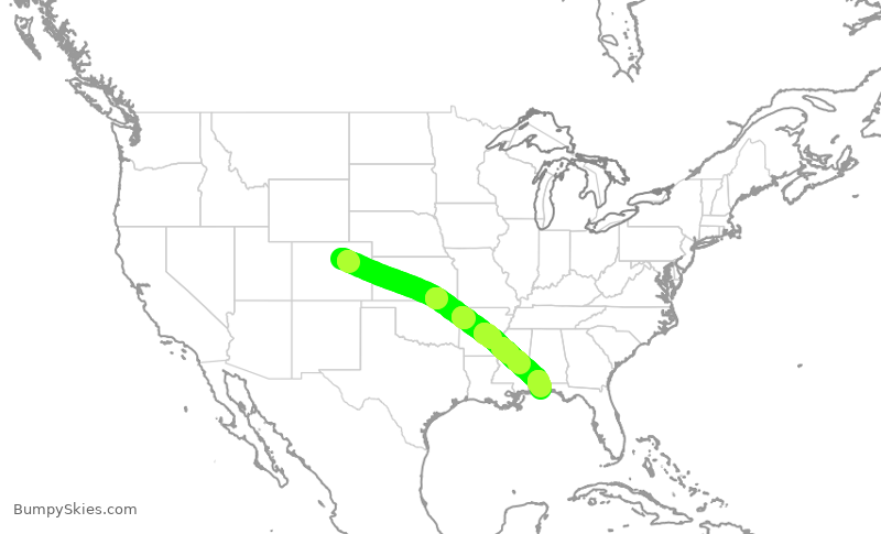 Turbulence forecast map for SWA1657, DEN to PNS