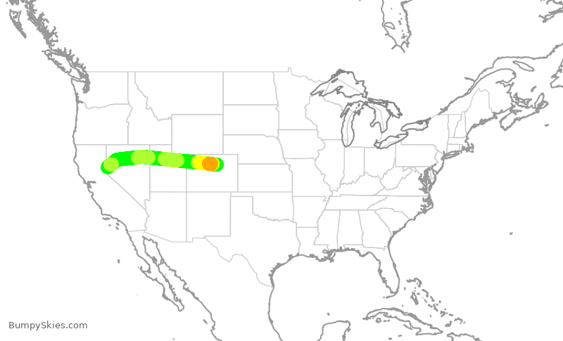 Turbulence forecast map for SWA1658, DEN to RNO