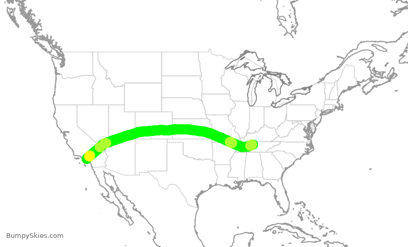 Turbulence forecast map for SWA165, LGB to BNA