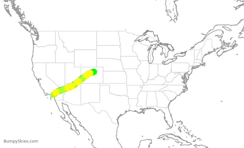 Turbulence forecast map for SWA1663, DEN to ONT