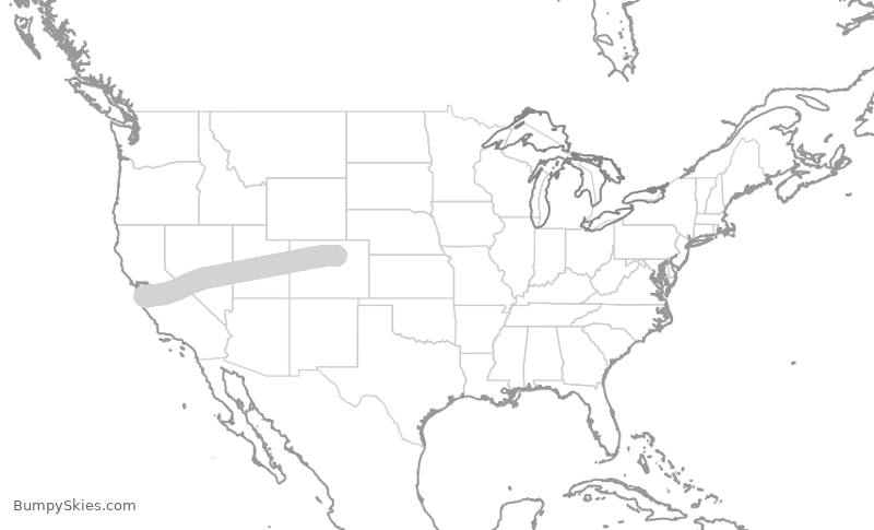 Turbulence forecast map for SWA1666, DEN to SJC