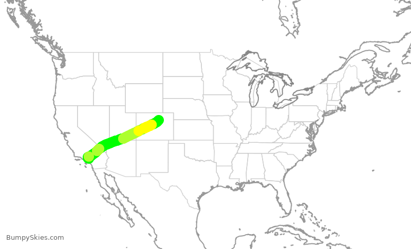 Turbulence forecast map for SWA1666, ONT to DEN