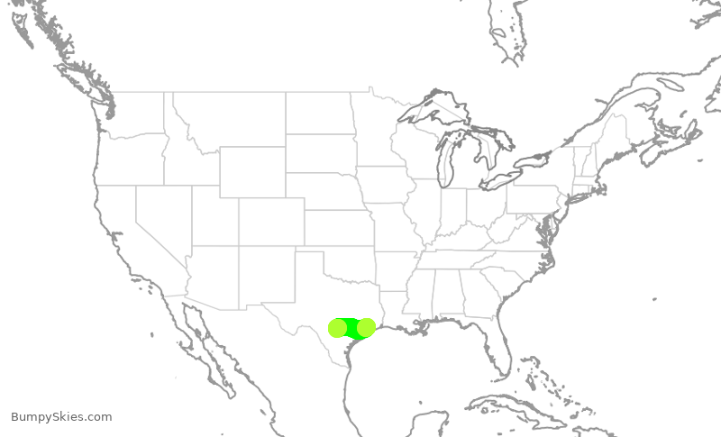 Turbulence forecast map for SWA1676, SAT to HOU