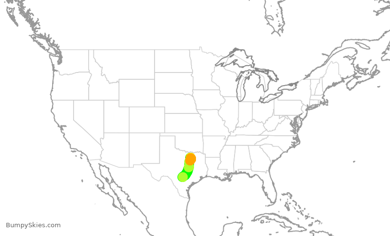 Turbulence forecast map for SWA1679, DAL to SAT