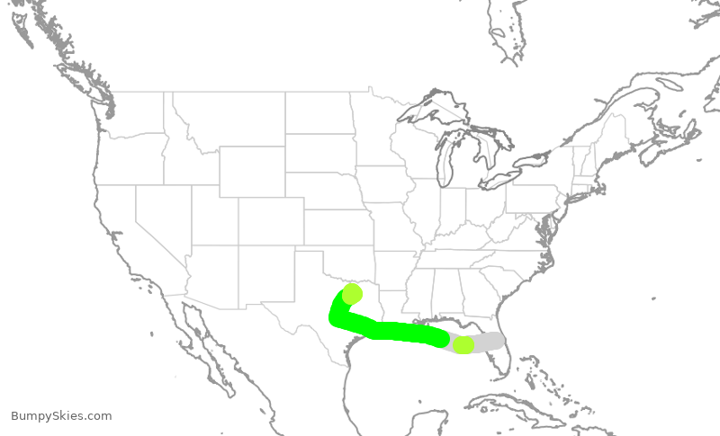 Turbulence forecast map for SWA167, MCO to DAL
