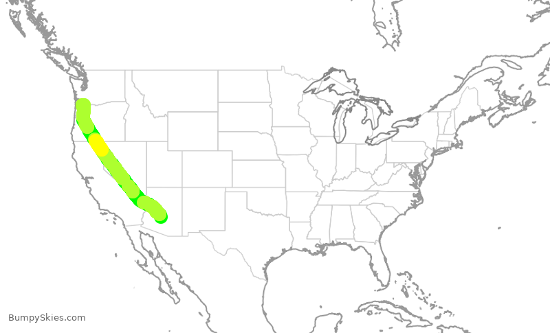Turbulence forecast map for SWA1682, PHX to PDX