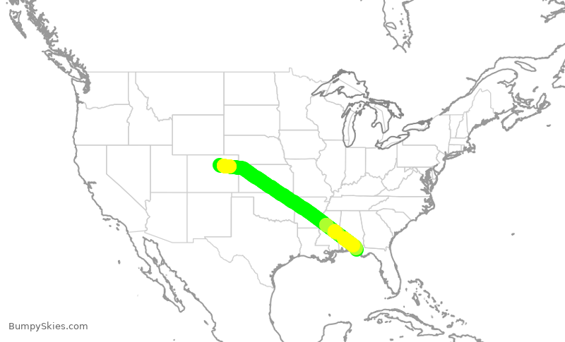 Turbulence forecast map for SWA1687, DEN to ECP