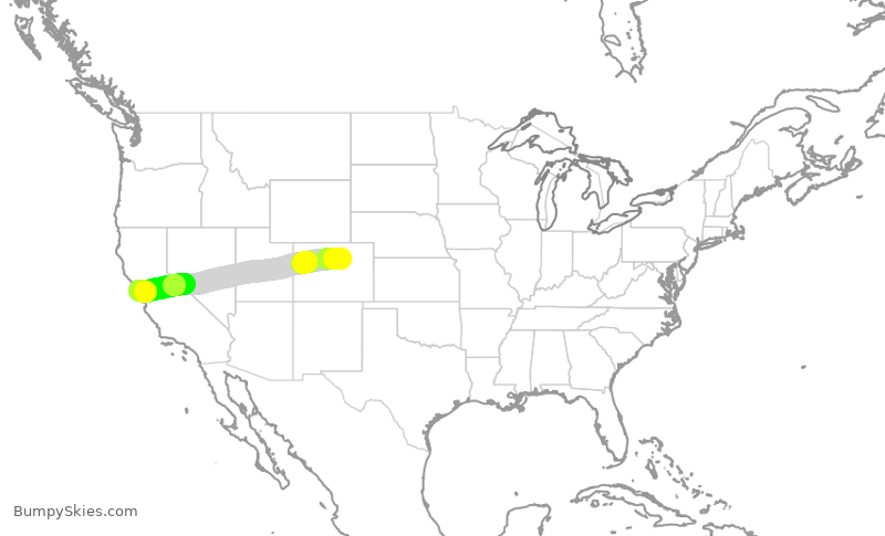 Turbulence forecast map for SWA168, DEN to OAK
