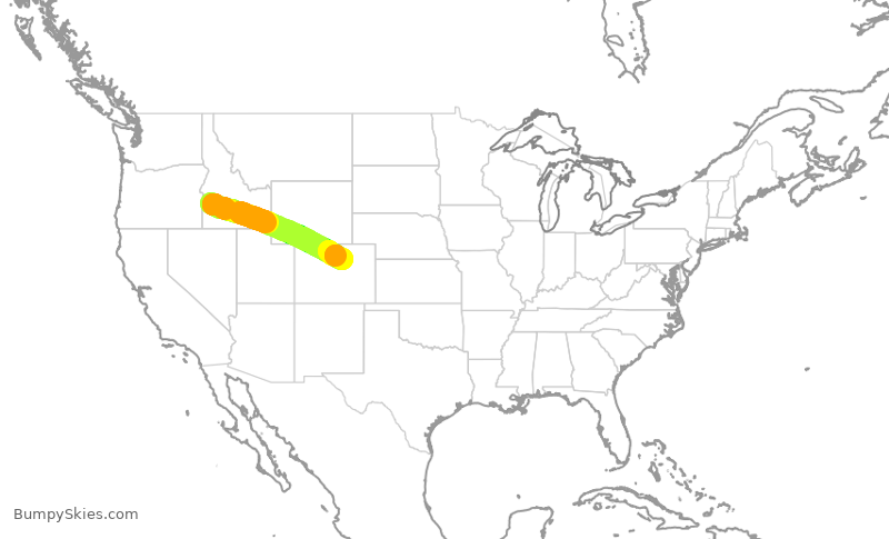 Turbulence forecast map for SWA1690, BOI to DEN