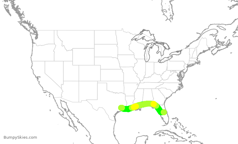 Turbulence forecast map for SWA1690, MCO to HOU