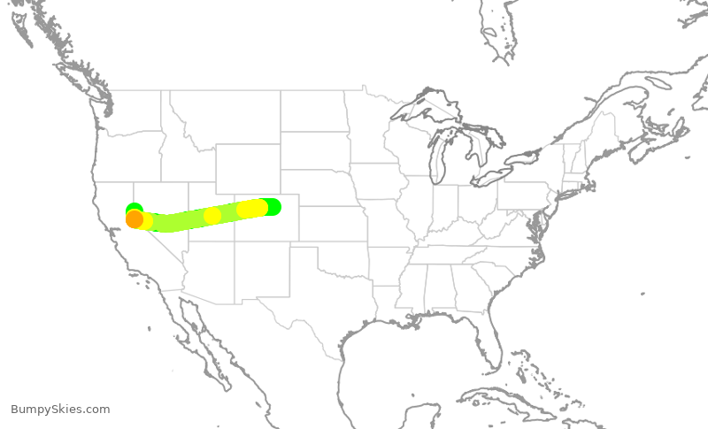 Turbulence forecast map for SWA1696, DEN to RNO