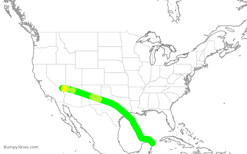 Turbulence forecast map for SWA169, LAS to CUN