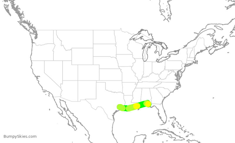 Turbulence forecast map for SWA16, ECP to HOU