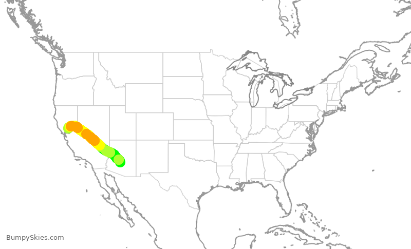 Turbulence forecast map for SWA1701, PHX to SMF