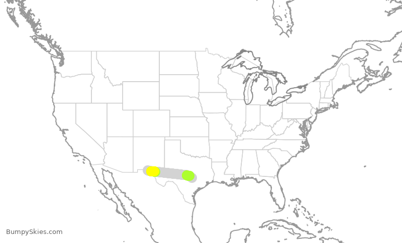 Turbulence forecast map for SWA1703, ELP to AUS