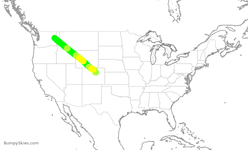Turbulence forecast map for SWA1703, GEG to DEN