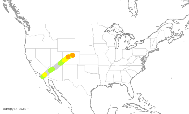 Turbulence forecast map for SWA1704, DEN to SAN