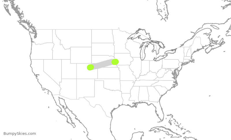 Turbulence forecast map for SWA1705, DEN to OMA