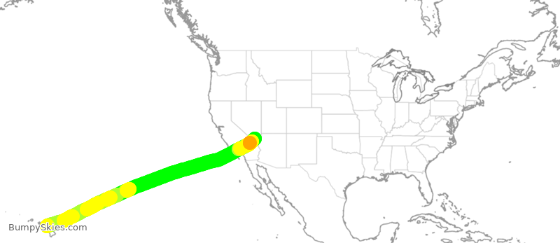 Turbulence forecast map for SWA1705, HOG to LAS
