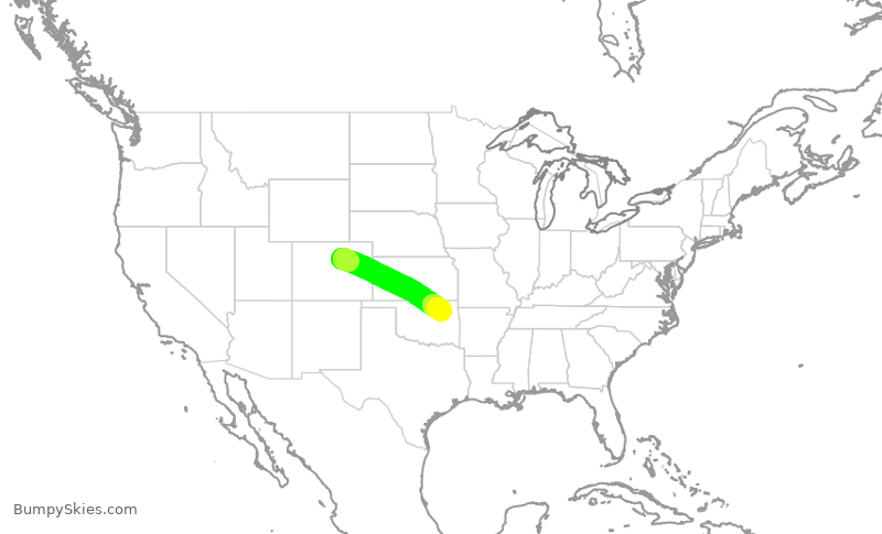 Turbulence forecast map for SWA1706, DEN to TUL