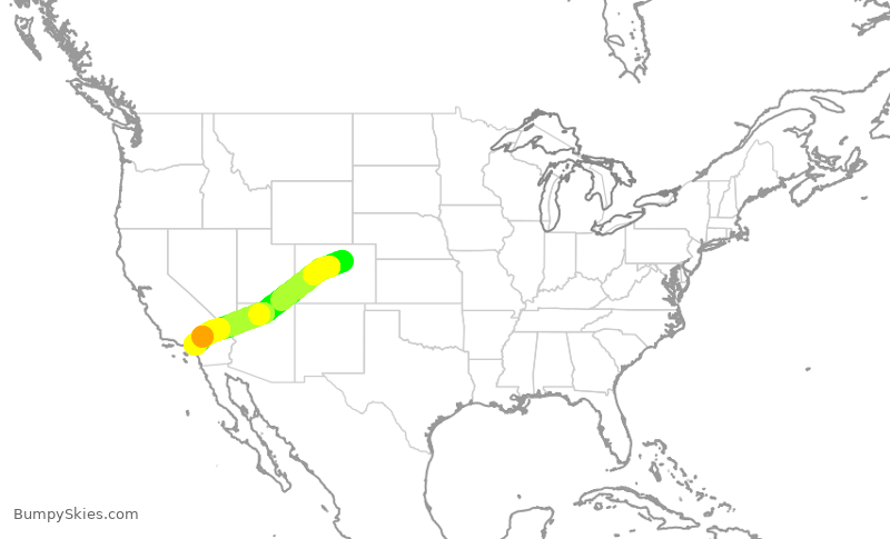 Turbulence forecast map for SWA1708, DEN to ONT