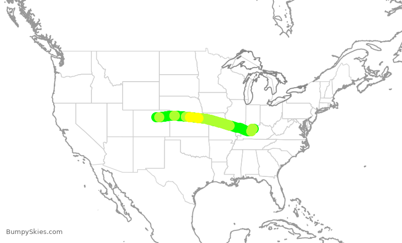 Turbulence forecast map for SWA1712, DEN to SDF