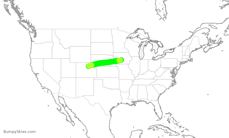 Turbulence forecast map for SWA1712, DSM to DEN