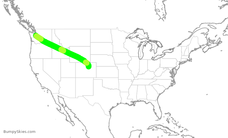 Turbulence forecast map for SWA1713, DEN to SEA