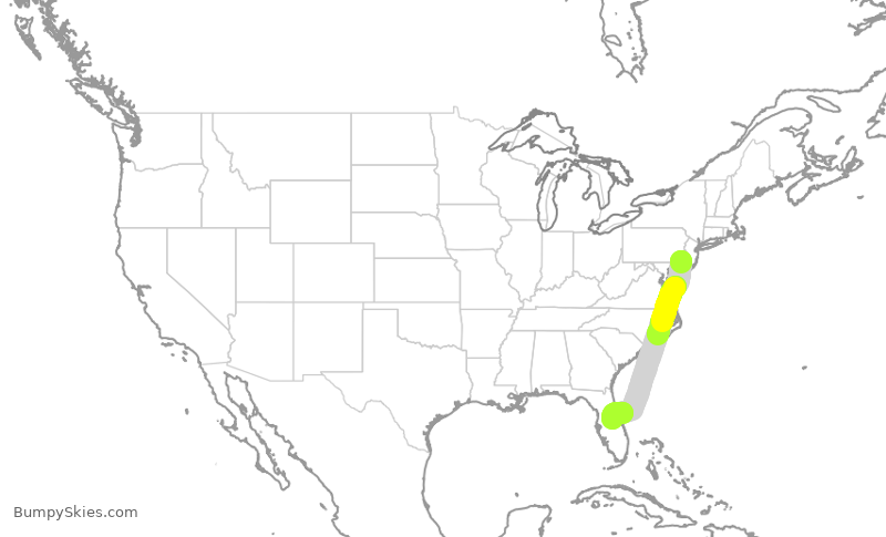 Turbulence forecast map for SWA1716, PHL to MCO